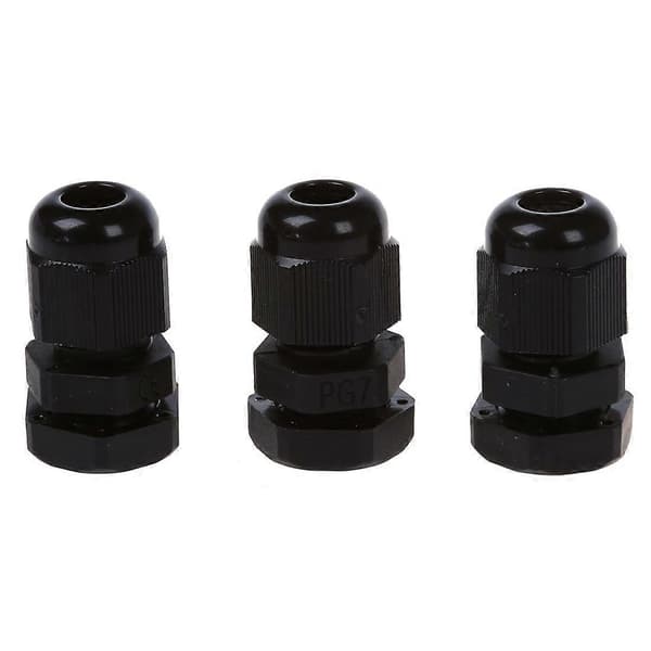 30 stk. PG7 vandtæt konnektorstuds sort til 4-7 mm diameter kabel