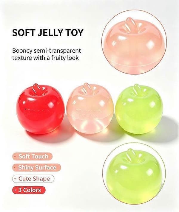 Frugt Squishy Legetøj Æbleform, Blød Stressaflastende Klemmebold, Sensorisk Fidget Legetøj til Børn og Voksne, Sjovt Skrivebordslegetøj Festgave 5cm 1pcs(random)