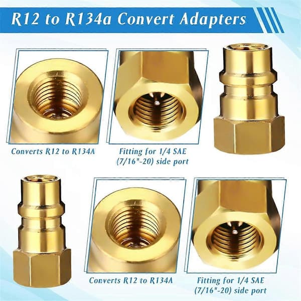 AC R134A Adapter Quickkoblingssæt, R134a Tankhaneventil R134a til R22/410a til Aircondition Ref