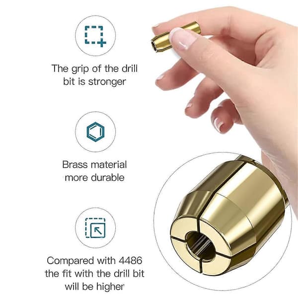 Borrfoderhylssats för Dremel, 12 st 0,8 mm till 3,2 mm Ersättning 4486 Borr Nyckellös Bit Chuc