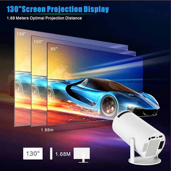 4K Smart Mini-projektor: Stöder Wi-Fi 6 och Bluetooth 5, Bärbart Android 11-system, Automatisk Keystone-korrigering, 180° betraktningsvinkel, Projicerar bild
