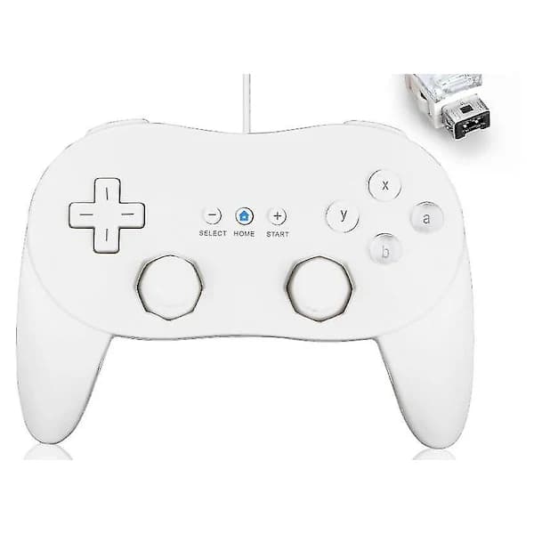 (Pakke med 2) Wii Classic Pro kablet kontroller, hvit spillkontroller