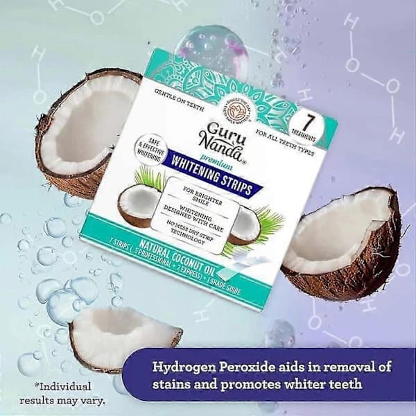 GuruNanda kokosolja blekande tandkräm (mint) och blekningsremsor (3-pack)