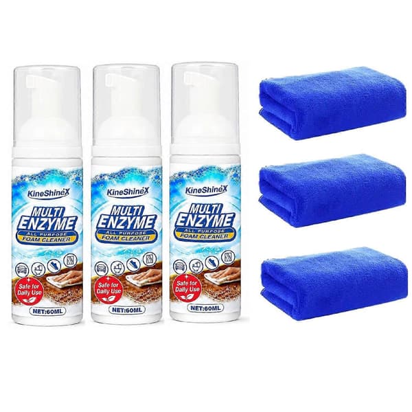 MultiEnzym Skumrens 60ml, MultiOverflade Skumrens til Køkken Polstring Tæppe Bilinteriør Husholdningspletrens 3pcs