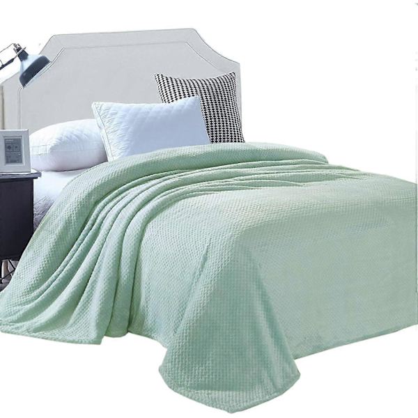 Flonelplaid, 167x228 CM Bløde Sofaplaider, Vaffelfleeceplaider til Sofa, Mintgrøn Tæppe