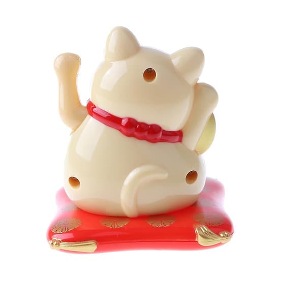 2x Plast Maneki Neko Model Rystende Hænder Figur Lykkekat Bilpynt Gul