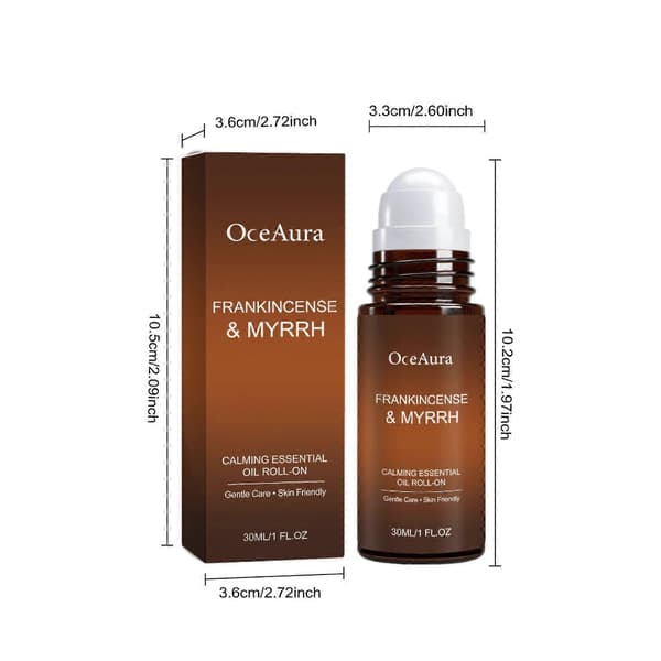 Frankincense & Myrrh Roll-On Kroppsolja, Lugnande Aromaterapi Massageolja (30ml)