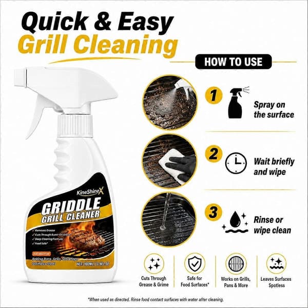 BBQ Grillrens Spray 100ml, Kraftig Affedtningsspray til Stegeplader, Griller, Komfurer & Bageplader Multi-Overflade Rengøringsmiddel 2pcs