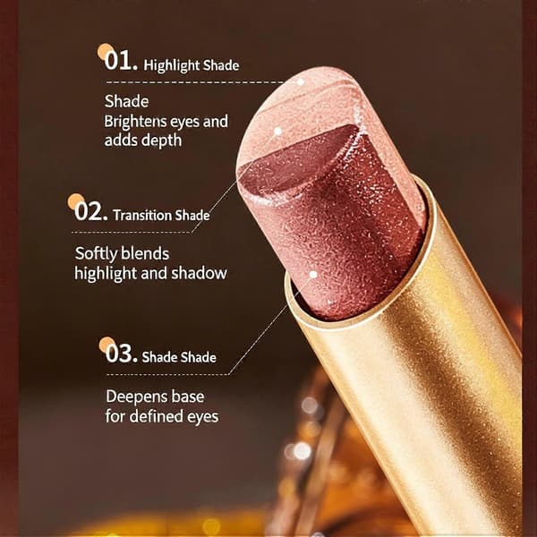 4-pack 3-färgad ögonskuggsstift, 3-i-1 gradient glitterögonskuggsstift | Matt skimrande highlighterstift, kräm, vattentät långvarig veckfri ögon 4 Pack