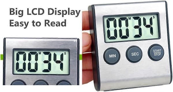 Mini digital timer, 24-timmarsformat medicinsk behandling Rostfritt stål Svart