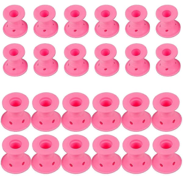 TRIXES Sæt med 24 Pink Silikone Hårruller Gave til Hende for Ubesværet Varmefrit Hårstyling
