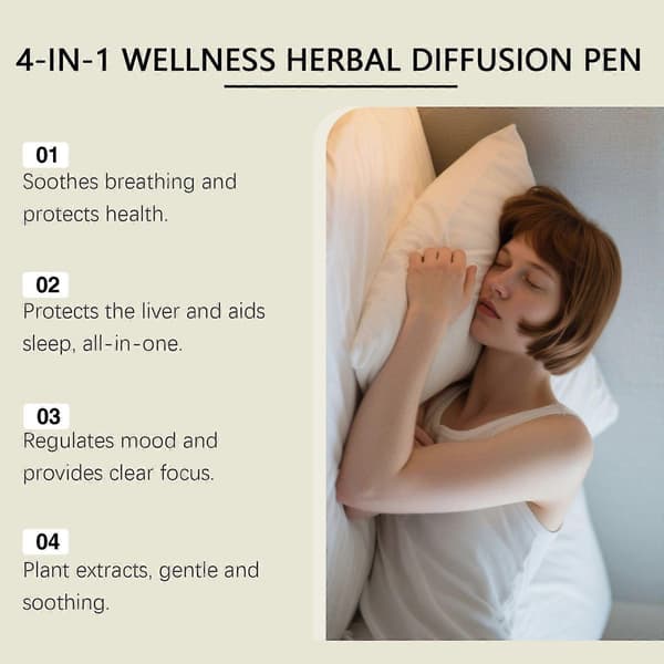 4-i-1 Wellness Urte Diffusionspen - Kongelys Diffuser Pen til Energi, Søvn, Lever- og Lungeunderstøttelse, Plantebaseret (4 Stk) 2pcs