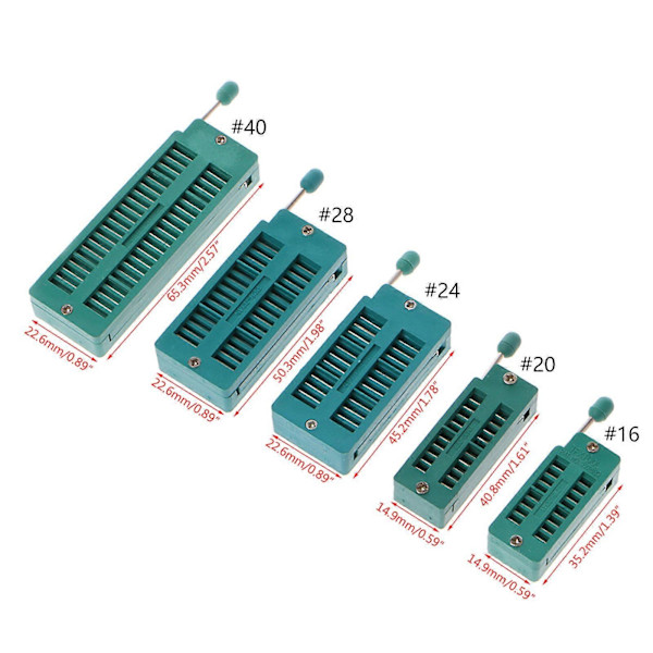 16 20 24 28 40 P Pin 2.54MM Grön DIP Test Universal ZIF IC Sockel Svetsningstyp Grön
