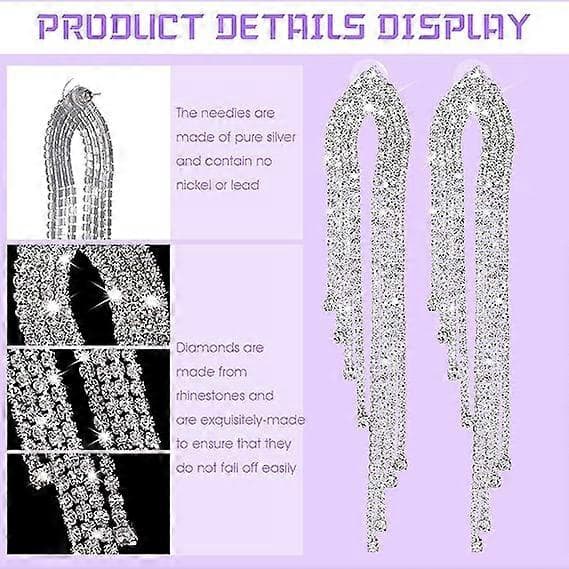 Kvast Dingle Drop Øreringe Guld Glitrende Rhinestone Øreringe Boheme Kvast Øreringe Bling Dingle Øreringe til Gallafest