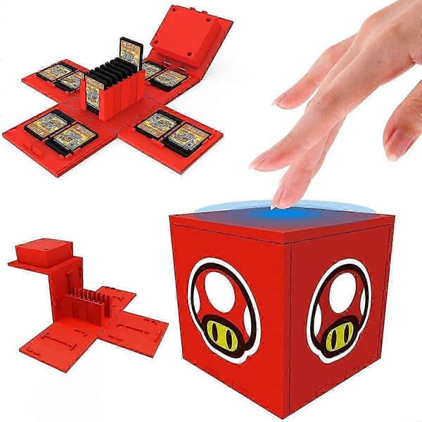 16 i 1 Spil Opbevaringsboks til Switch Spilkort Mario Spil Cube op til 16 Spil, til Nintendo Switch Spilkort Etui Cube Nintendo Switch Spil Opbevaring Bo