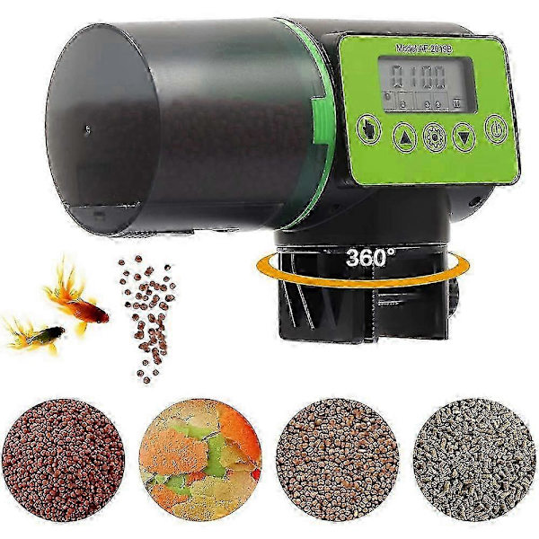 Automatisk fiskefoderautomat - Genopladelig timer fiskefoderautomat med USB