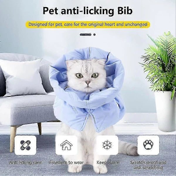 Kattkrage för återhämtning efter operation, blå (storlek: S)