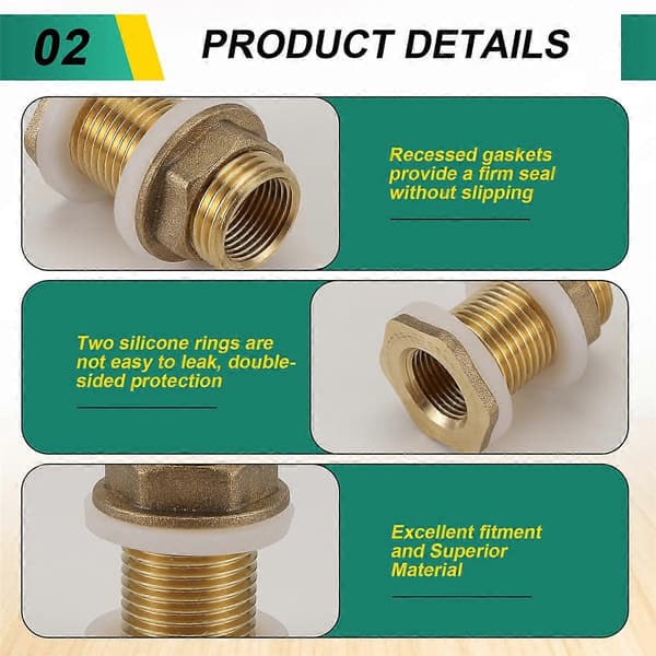 Massiv messing skotfitting, 3 sæt 3/8 tommer hun 1/2 tommer han massiv messing vandtankforbindelse
