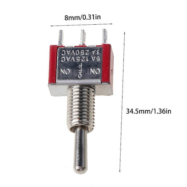 MTS-103 3-polig elektrisk vippströmbrytare ON-Off-ON 3-läges SPDT-brytare för bilbåt instrumentbräda AC250V 2A 120V 5A Röd
