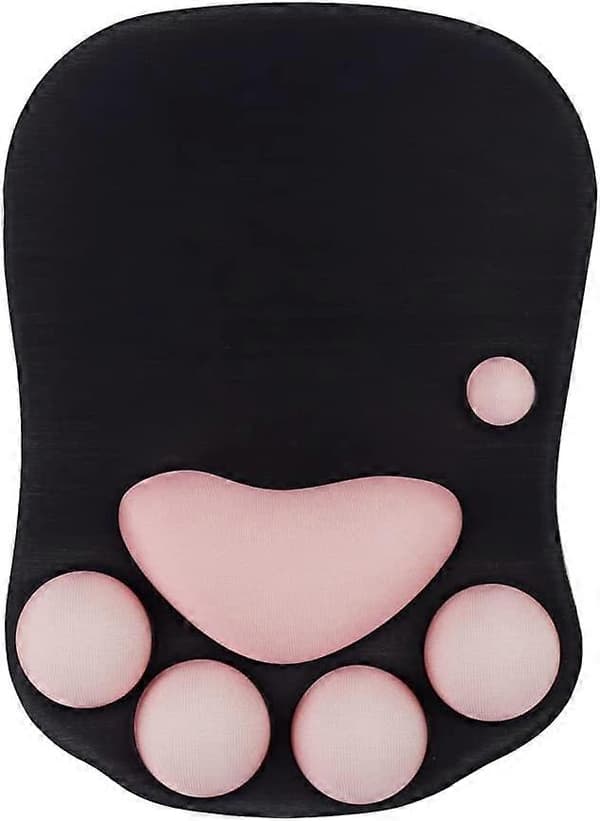 Musematte med kattepote og håndleddsstøtte, bærbar ergonomisk anti-skli gamingmusematte
