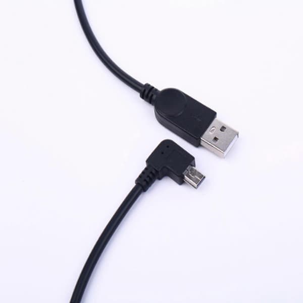 11,81 tommer langt USB til Mini USB retvinklet strømopladningskabel datasynkroniseringsledning til bilnavigation sort