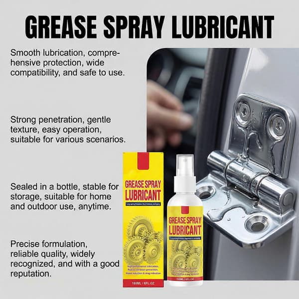 Fedtspray Smøremiddel - 180 ml Kraftfuld Rustfjerner til Metal, Anti-Rust Konverter Spray til Flere Overflader Jern 1pcs