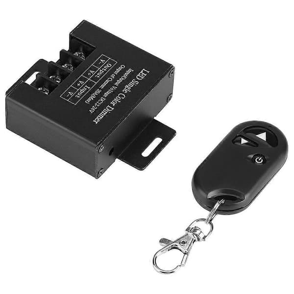 12-24V DC 20A Enkelfärgad LED Dimmer Switch + 3-Knapps Trådlös Fjärrkontroll