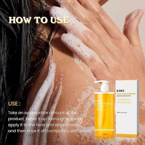 Kojic Acid Gurkemeie Dusjsåpe 300g, Lysnende, Rensende, Flekkreduserende, Eksfolierende Dusjsåpe