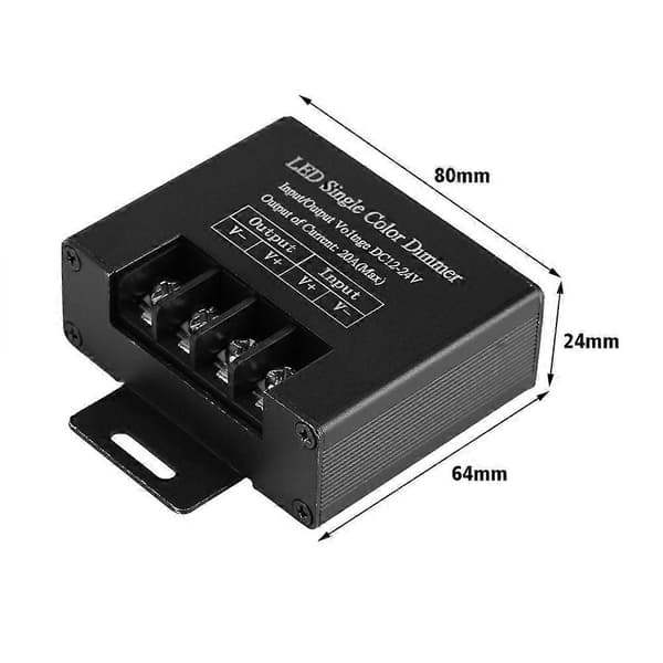12-24V DC 20A Enkelfärgad LED Dimmer Switch + 3-Knapps Trådlös Fjärrkontroll
