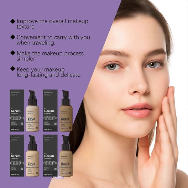 Serum Foundation, Lett Hydrerende Concealer, Langvarig Smussavvisende Basismakeup, 4 Nyanser Tilgjengelig, 30ml Skin
