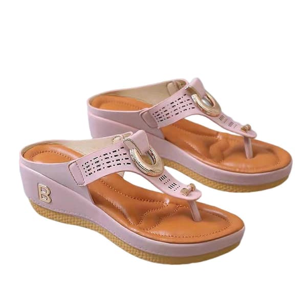 Dame strandklips tå helling flip-flops Allsidig og pen for shopping Pink 36