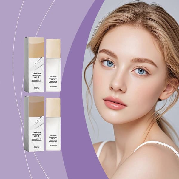 Fargeendrende Foundation SPF15, Lett Sminke for Lys til Medium Hudtoner, Langvarig Naturlig Finish, 30ml A