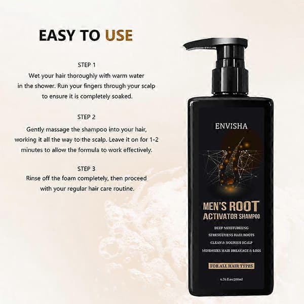 Root Activator Shampoo - Hårvækst Root Activator Shampoo til Mænd og Kvinder - Hårvækst Shampoo mod Hårtab og Tyndt Hår, 200ML 1PCS