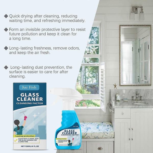 Kraftfuld Glasrens Spray - Pletfjerner til Spejle & Overflader, Nem & Sikker, 120ml