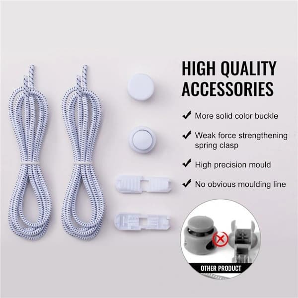 Elastiske snørebånd uden binding 110 cm 1 par Hvid White