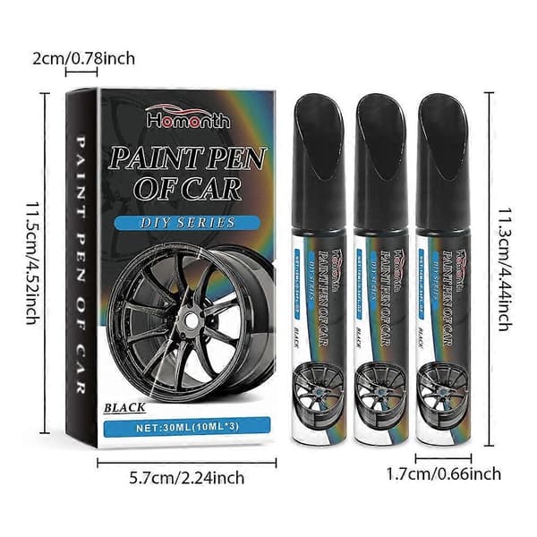 Bil Alufælg Højglans Sort Touch Up Maling Pen Ridse Chip Reparation Vedligeholdelse Maling Pen 2pcs