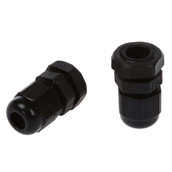 30 stk. PG7 vandtæt konnektorstuds sort til 4-7 mm diameter kabel