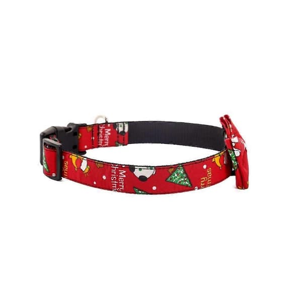 Julehalsbånd til hunde med slips, justerbart og holdbart (størrelse L)