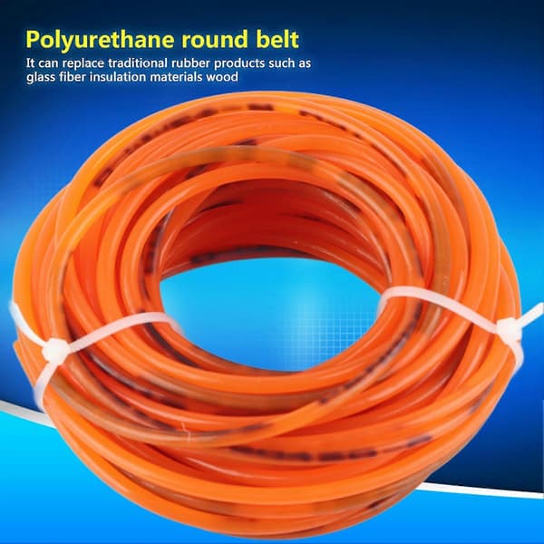 Orange Polyuretan Rundrem för drivöverföring 3mm x 10m