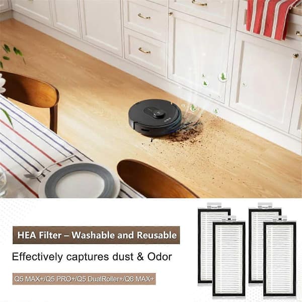 Tilbehørssett for Q8 Max+/ Q5 Max+/ Q5Pro+ Robotstøvsuger Hovedsidefiltre Moppeputer Støvposer