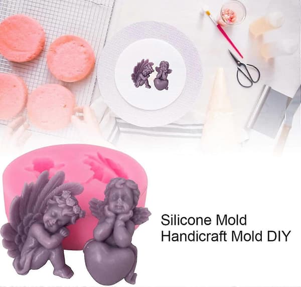 Silikoneform Harpiksform Gipsform Epoxyharpiksform, DIY 3D Hjerteform Engel Harpiksstøbeform