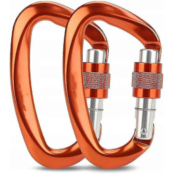 Fallskyddskarbinhake D-formad 12kN Orange (2 Karbinhakar)