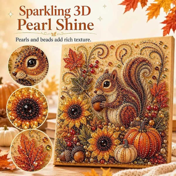 Thanksgiving 3D Perleperlemalingssæt til voksne, efterårshøst diamantkunst, begyndervenligt gør-det-selv-håndværk til sæsonbestemt boligpynt E