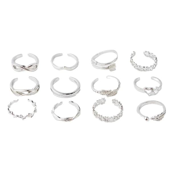 12 stk. tåringe til kvinder knoring sæt retro boho fodring kvinders sæt smykker sølv 12 stk. silver 12pcs