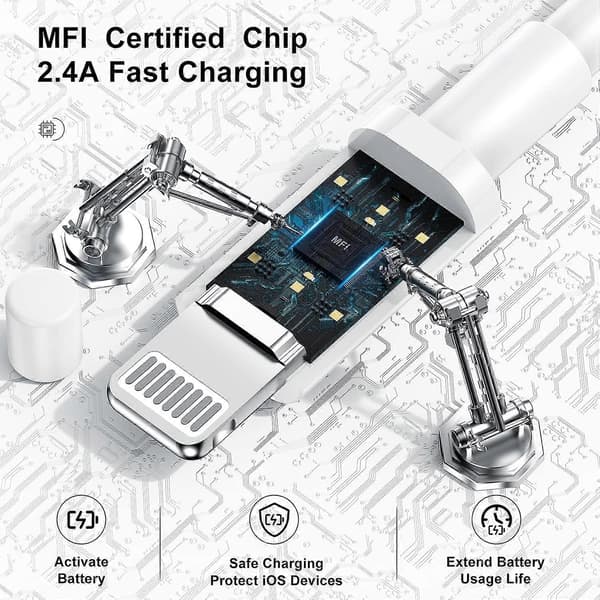 3 meter iPhone-lader, [Apple-sertifisert] Lang Apple-ladekabel, 3 meter original Lightning til USB-kabel, 3 meter iPhone-ladekabel for iPhone 14
