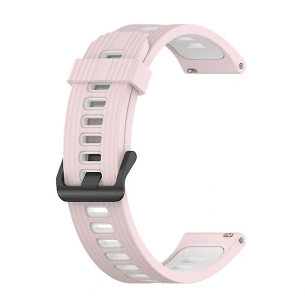 Lämplig för Garmin Forerunner 55 20 mm randig tvåfärgad klocka, rosa-vit