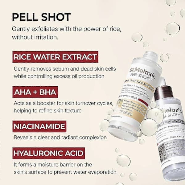 2 STK Dr.Melaxin PEEL SHOT GLOW EXFOLIANT RIS AMPOUL (HVID RIS/SORT RIS) 25-26