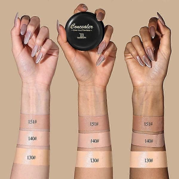 Concealer Full Coverage, 3 nyanser krämconcealer för mogen hud, täcker mörka ringar, ärr och fläckar, naturlig matt finish foundation för ansiktsmakeup 130