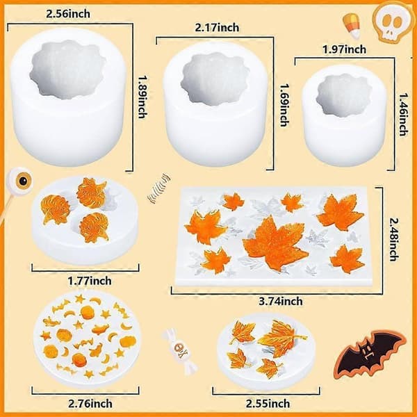 Halloween Høsttema Silikonform, Gresskar Lønneblad DIY Stearinlys Bakeform, Gjenbrukbar Non-Stick Form For Høsthåndlaget Dekor C
