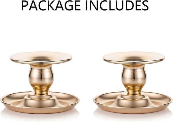 Set med 2 ljusstakar i guld mässing för inomhusbruk